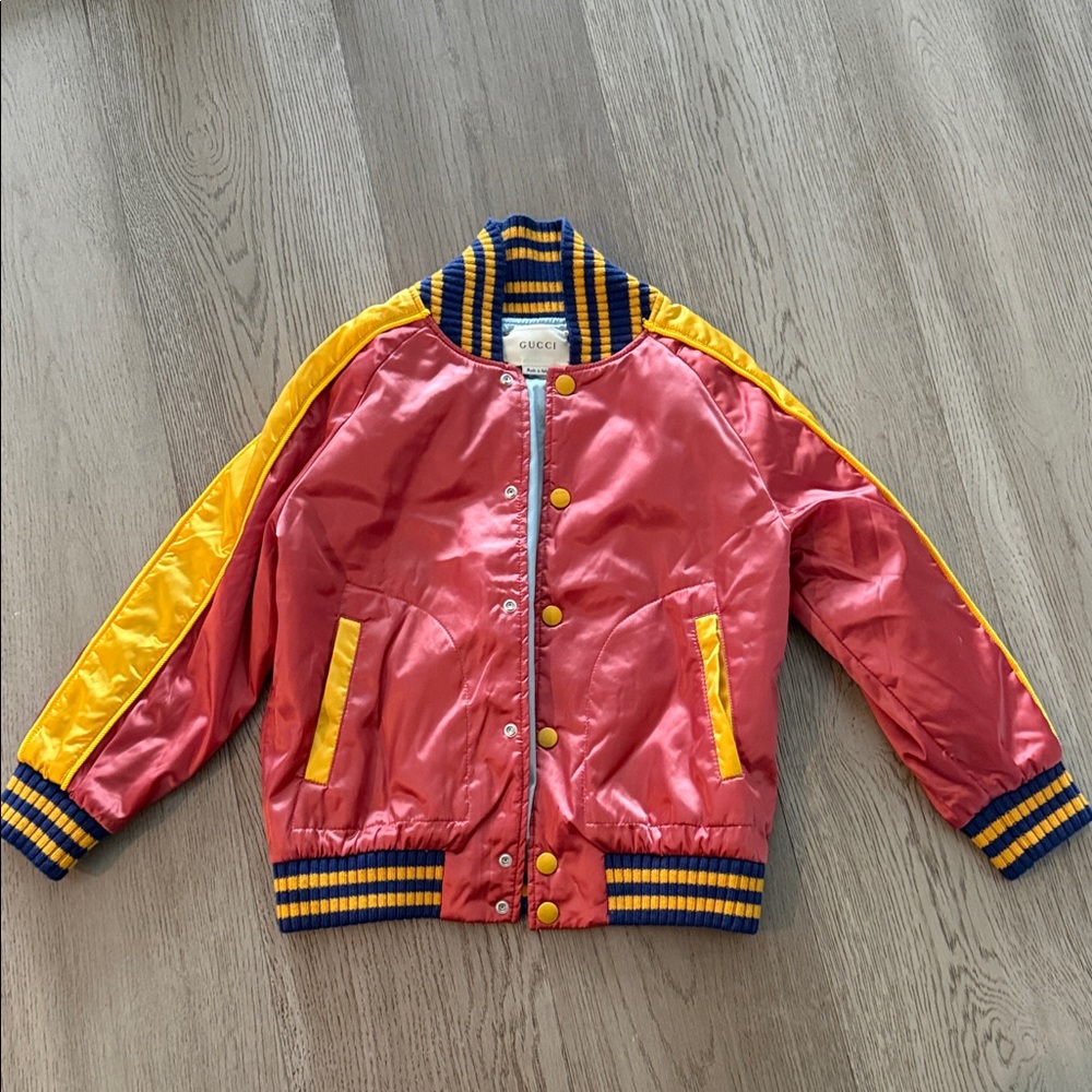 Kids Gucci Pink and Yellow Satin Jacket size 5